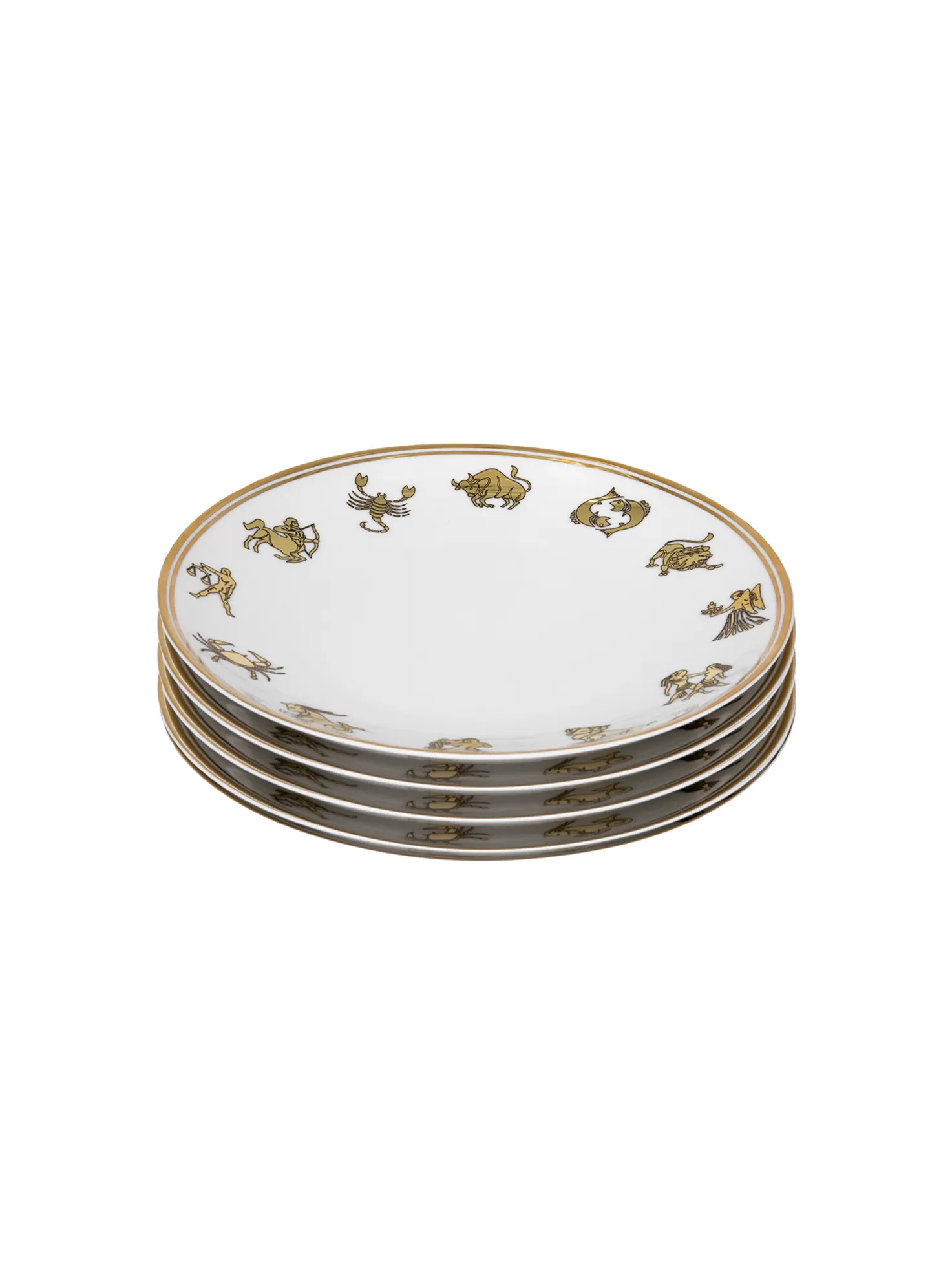 The Everyday Dessert Plate, Set of 4 - Gold Zodiac / Porcelain