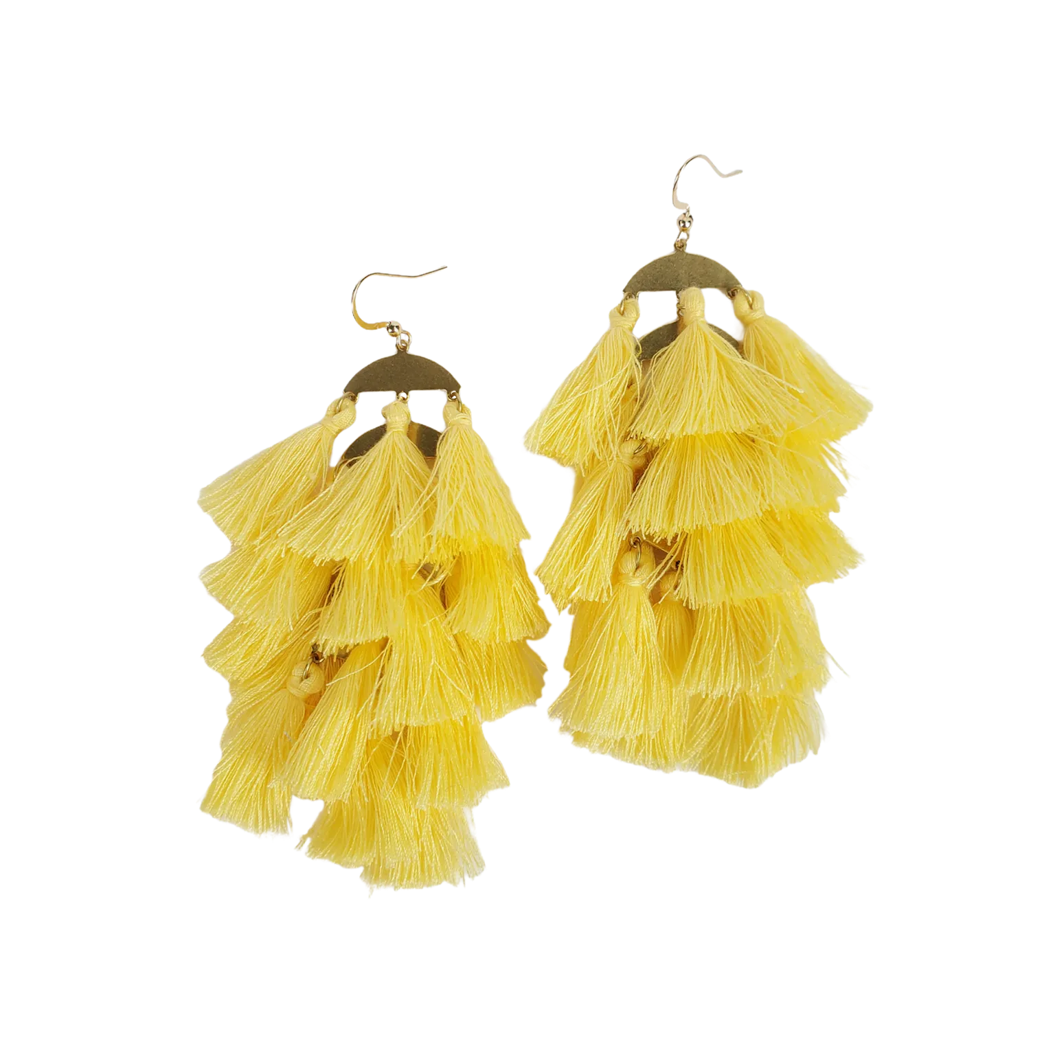 The Gina Tiered Mini Yellow Tassel Earring Collection