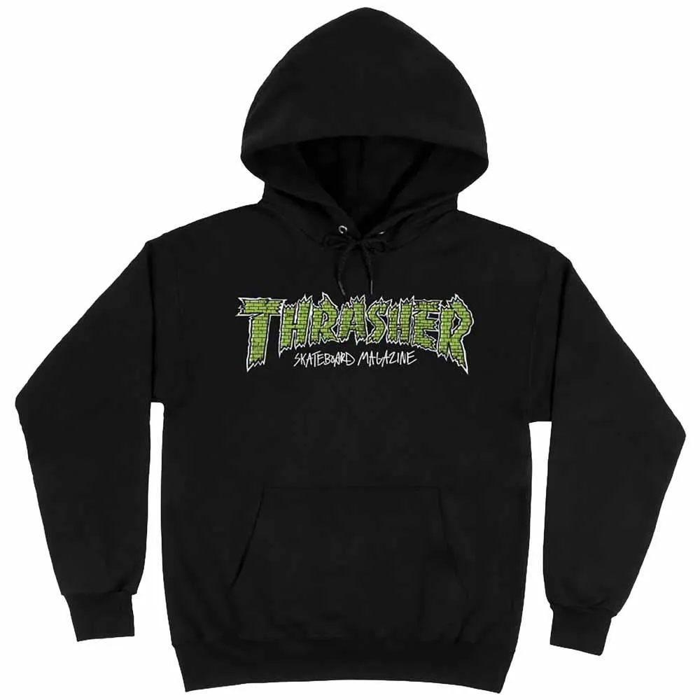 Thrasher Magazine Brick Logo Graphic Hooded Sweatshirt Black