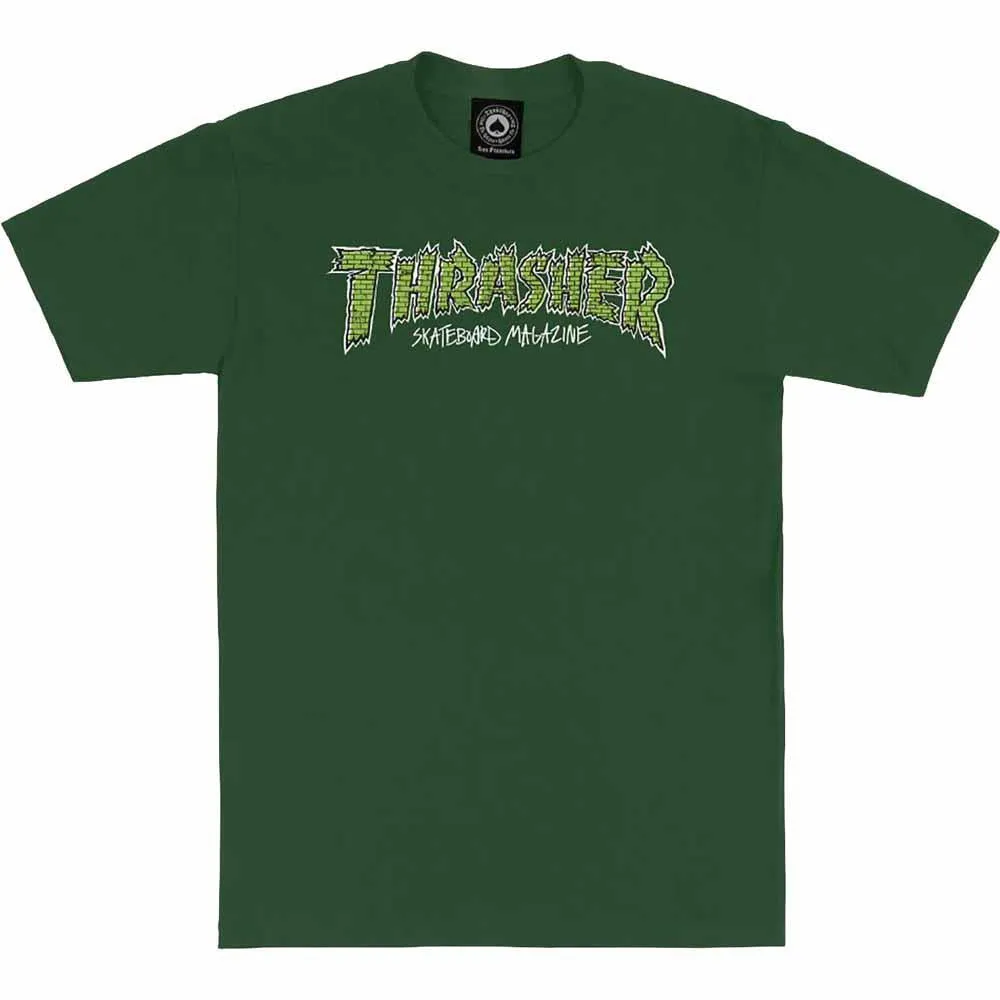 Thrasher Magazine Brick Logo Graphic T-Shirt Forest Green