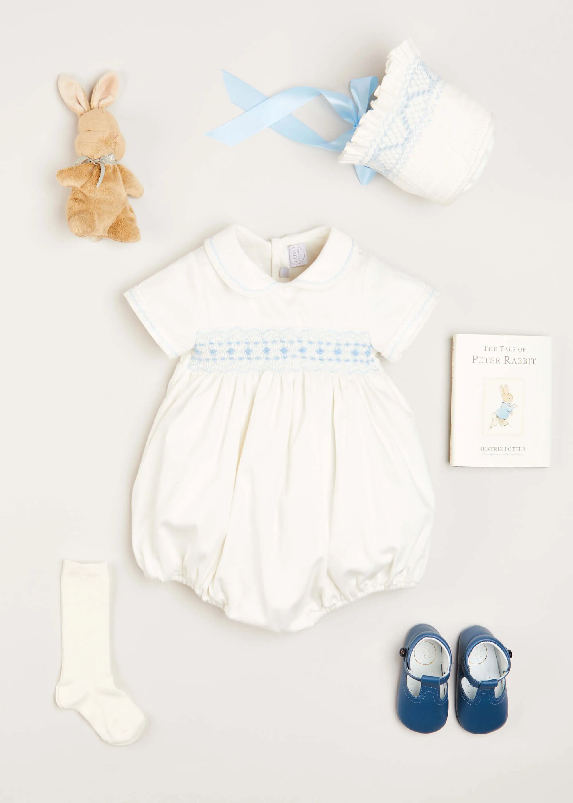 Traditional Hand Smocked Gift Set in Blue