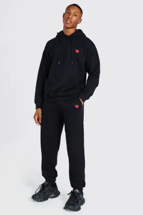 Valentines Broken Heart Embroidered Tracksuit | boohooMAN UK