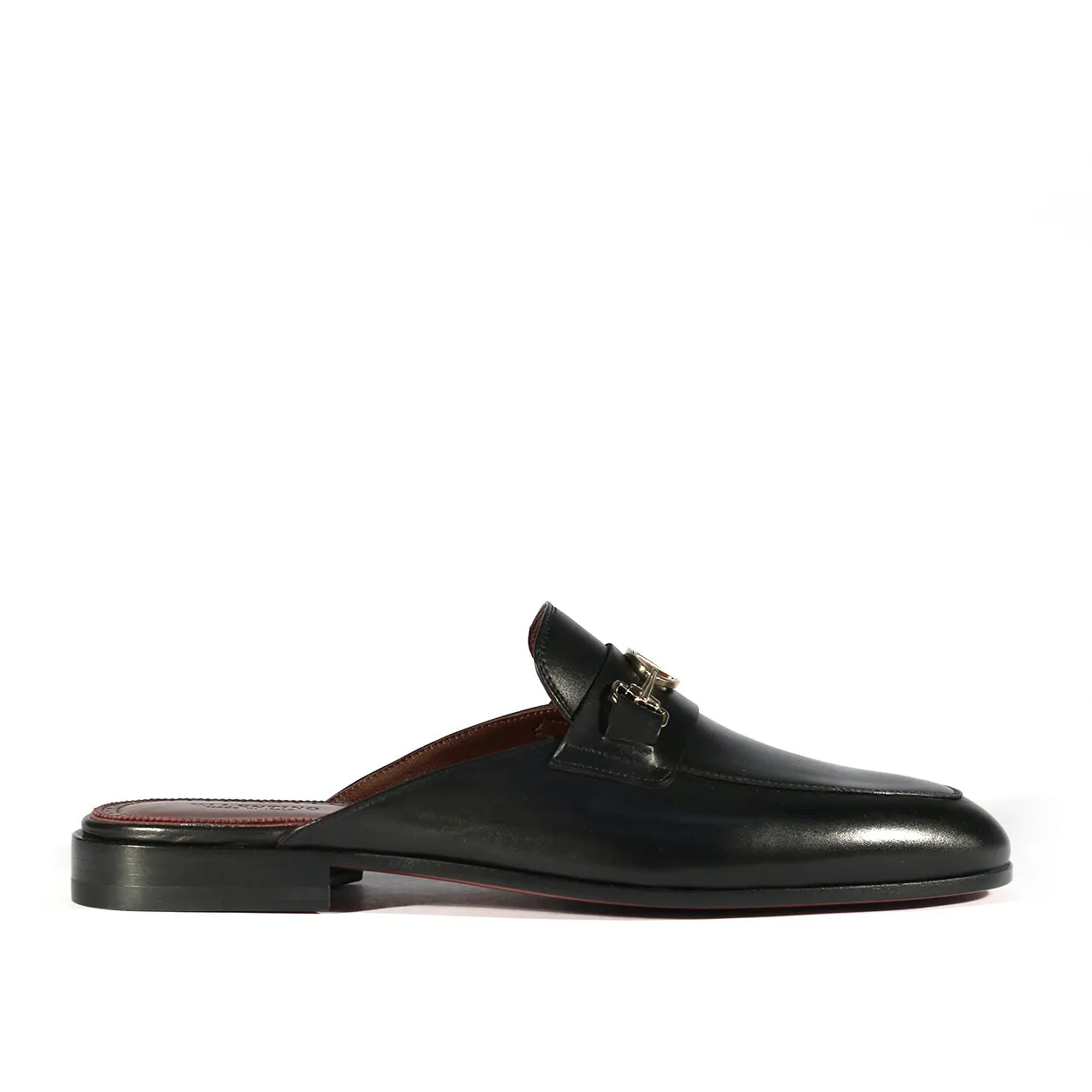 Valentino 19700/M Men's Shoes Black Calf-Skin Leather Slipper Mules (VAL1000)