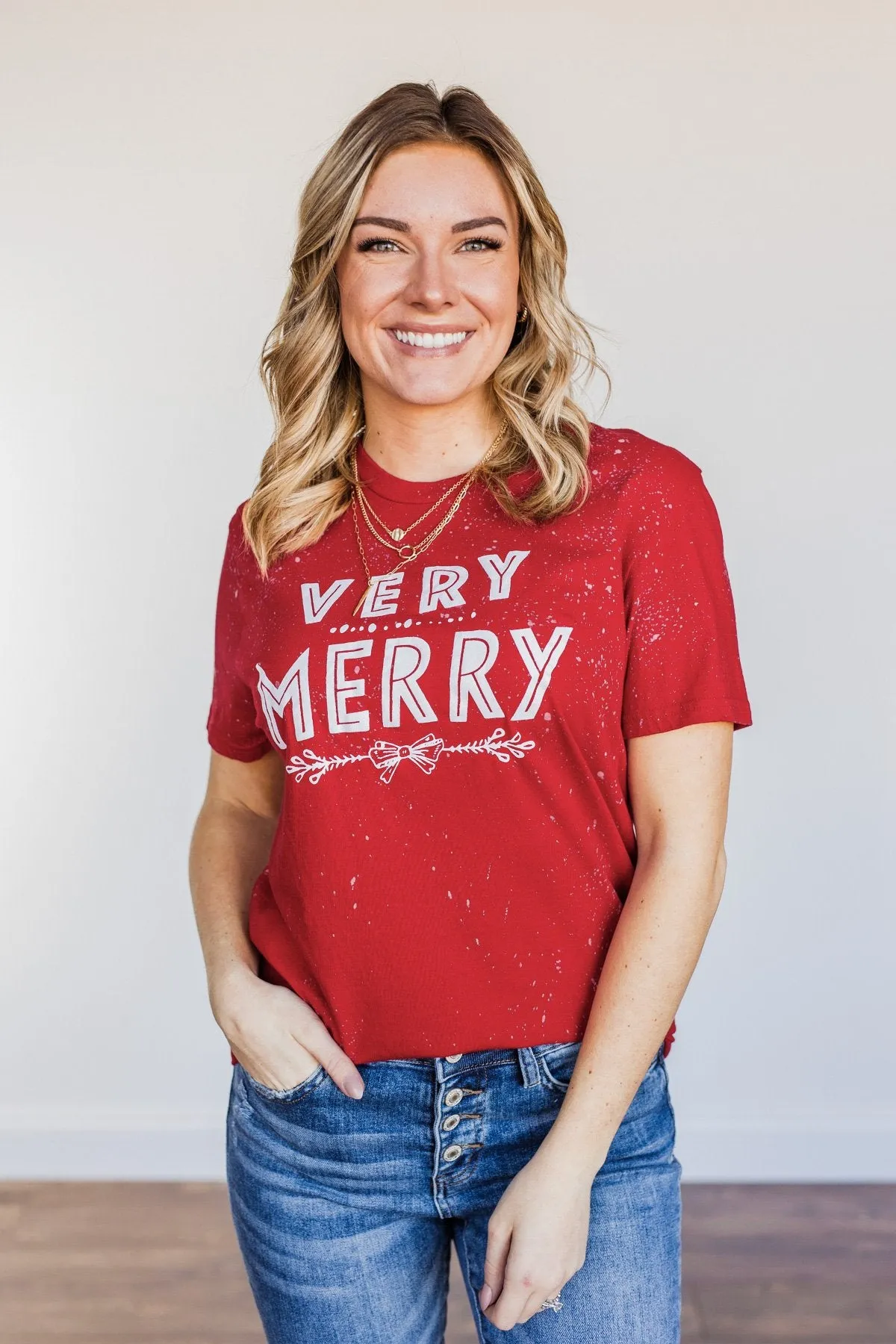 Very Merry Graphic Tee- Red