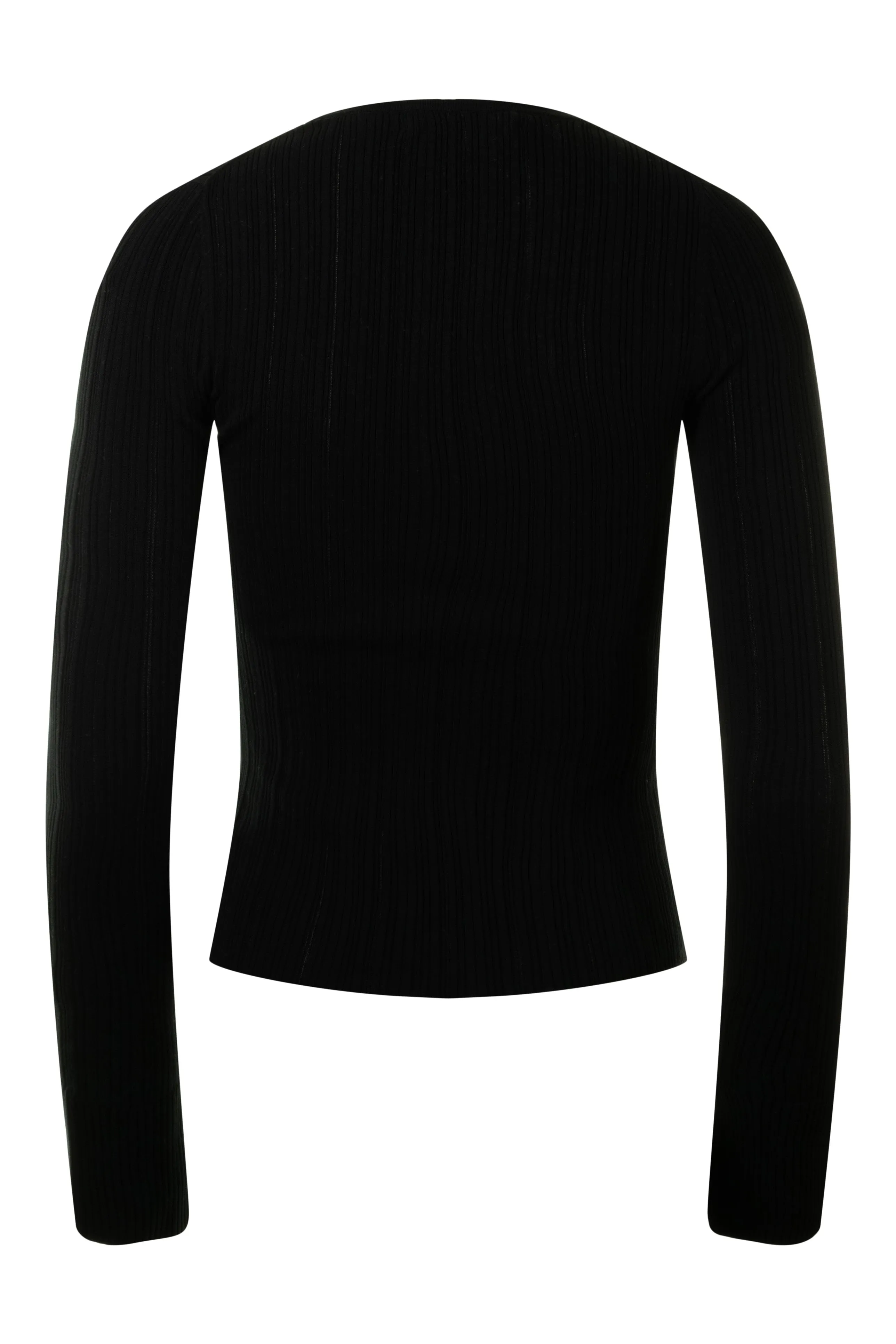 White & Warren Ribbed Wide Cuff Top in Black