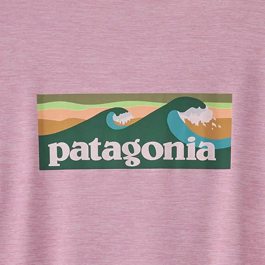 Women's Capilene Cool Daily Graphic Shirt - Waters - Boardshort Logo: Milkweed Mauve X-Dye