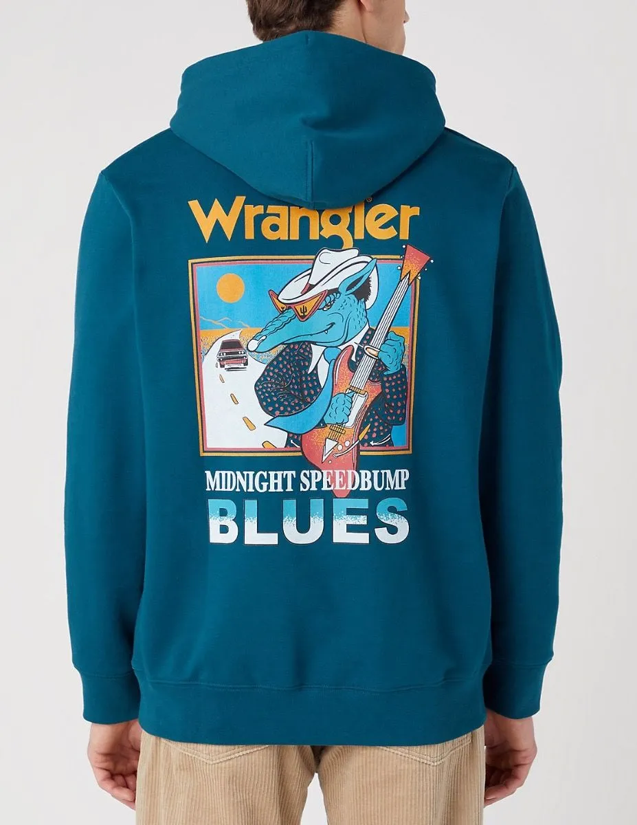 Wrangler Graphic Logo Hooded Sweatshirts Deep Teal Green