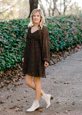 X Black Floral Long Sleeve Dress