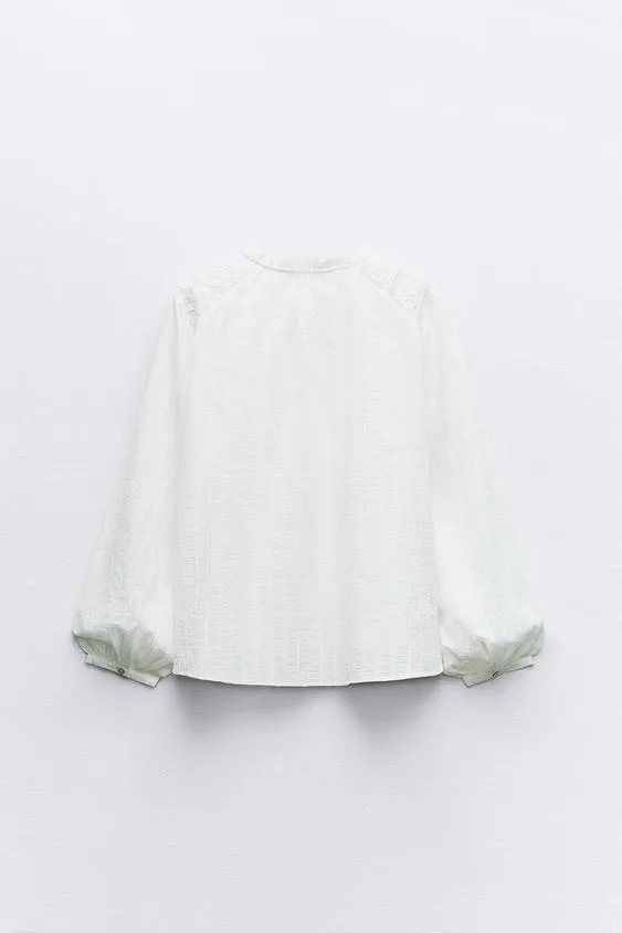 ZARA  |SEMI-SHEER LACE TOP