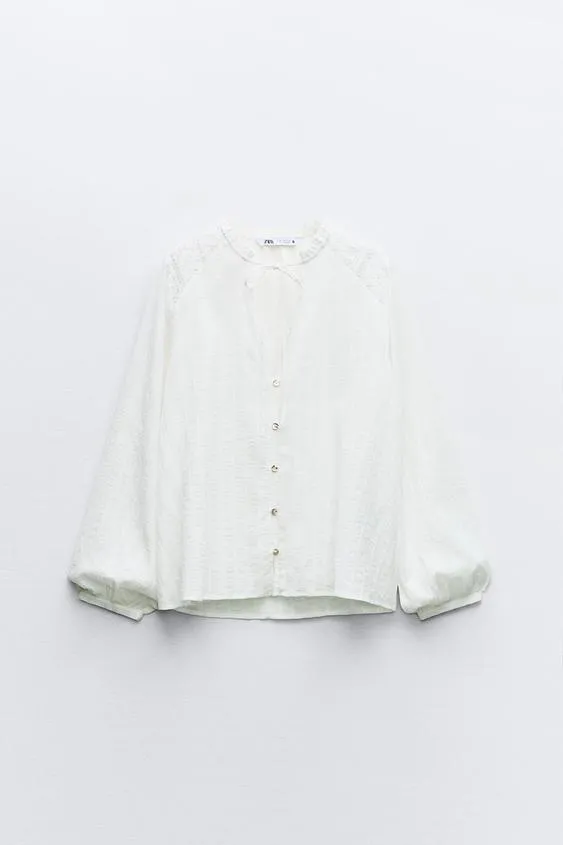 ZARA  |SEMI-SHEER LACE TOP